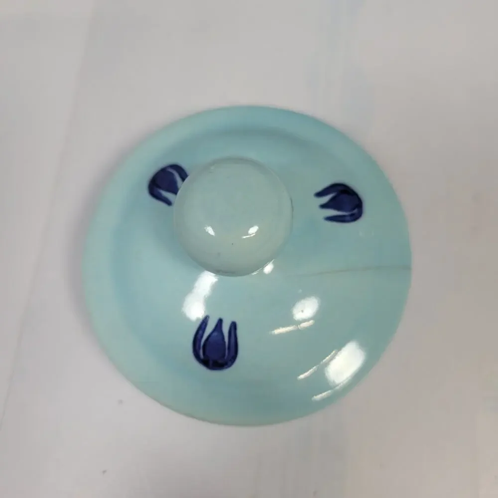 MCM Retro Cronin Cameron Pottery Blue Tulip Teapot Lid Vintage 3-Cup Cottagecore